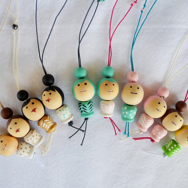 Wooden doll necklace girls necklace wooden doll childrens necklace wooden necklace little girl necklace wooden beads