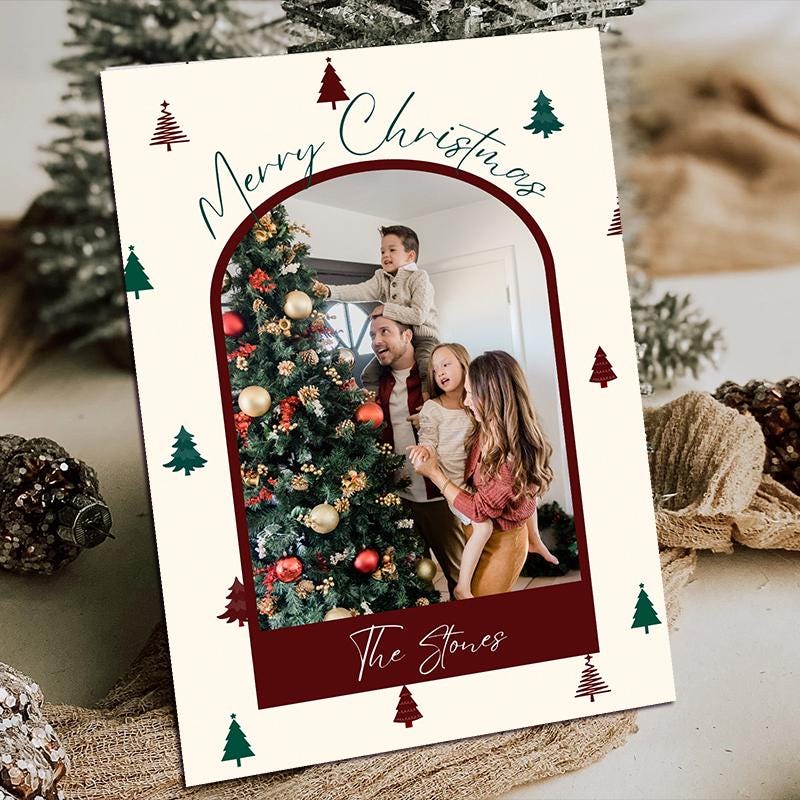 Editable Christmas Card Template, Modern Christmas Family Photo Collage ...
