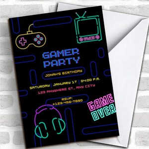 Editable Gamer Birthday Party Invitation, Kids Gamer Party, Gaming Party
