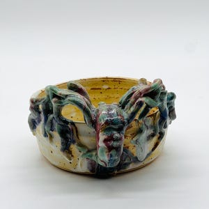 Crawfish Lobster Sculptural Handle Bowl FL Studio Art Pottery Connie Mickel