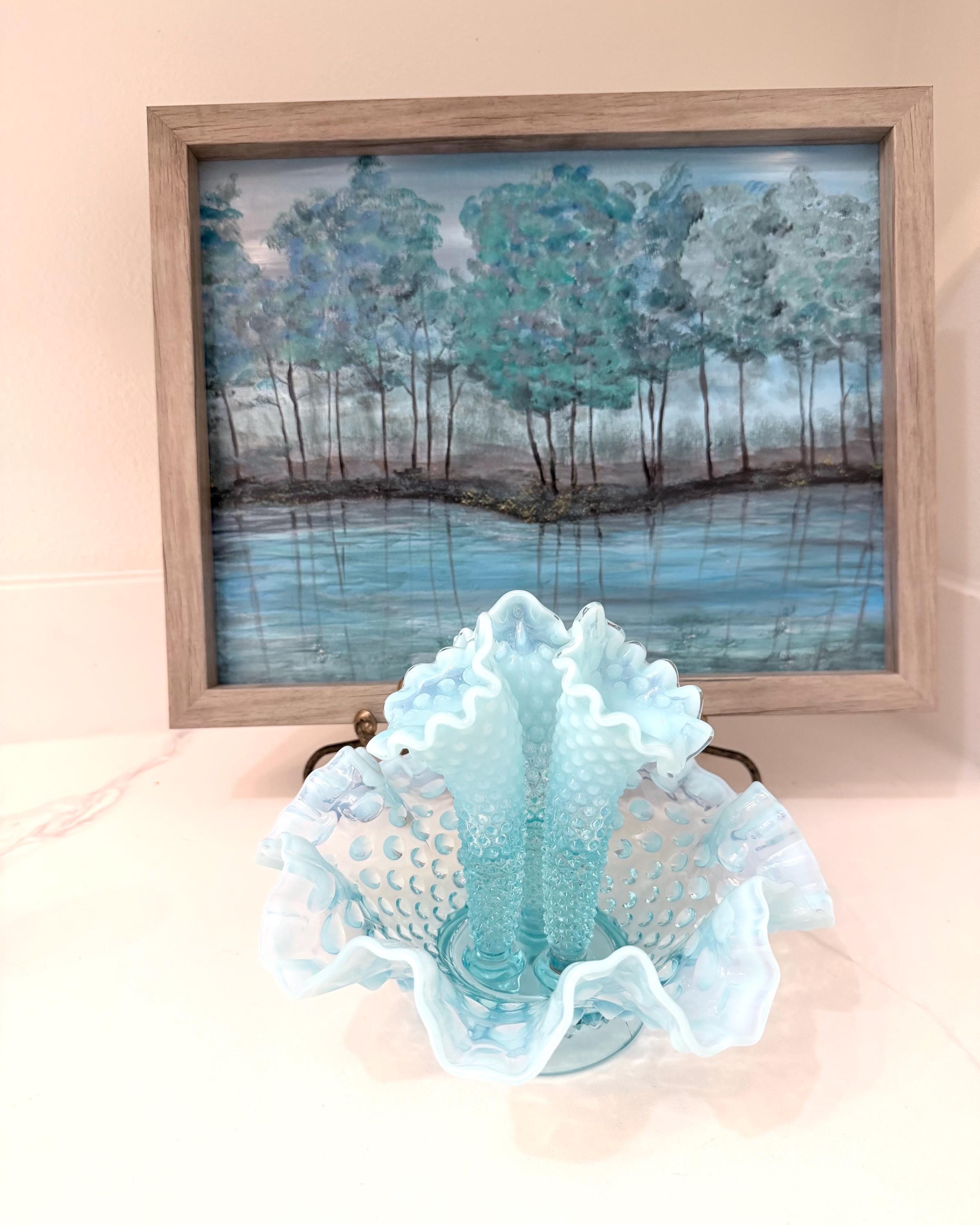 Fenton Blue Opalescent Horn - Etsy