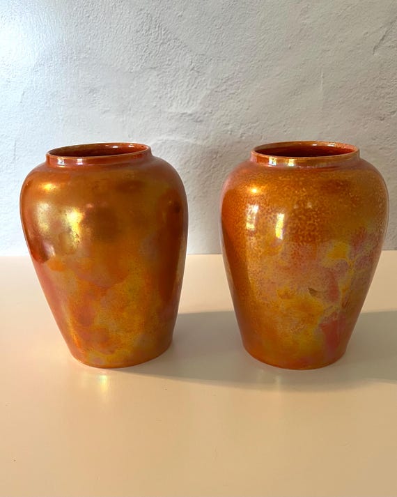 茶色の陶器製花瓶 イギリスアンティーク