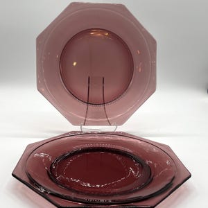 Platos llanos marroquíes con borde de amatista Hazel Atlas, 1940, par