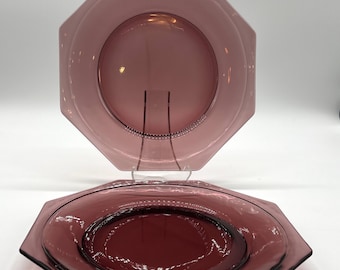 Hazel Atlas Moroccan Amethyst Rim Dinner Plates 1940 Pair