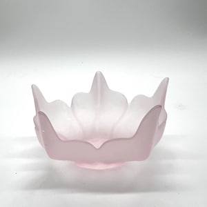 Viking Glass Stockholm Pink Satin Frosted Small Bowl Label 1980