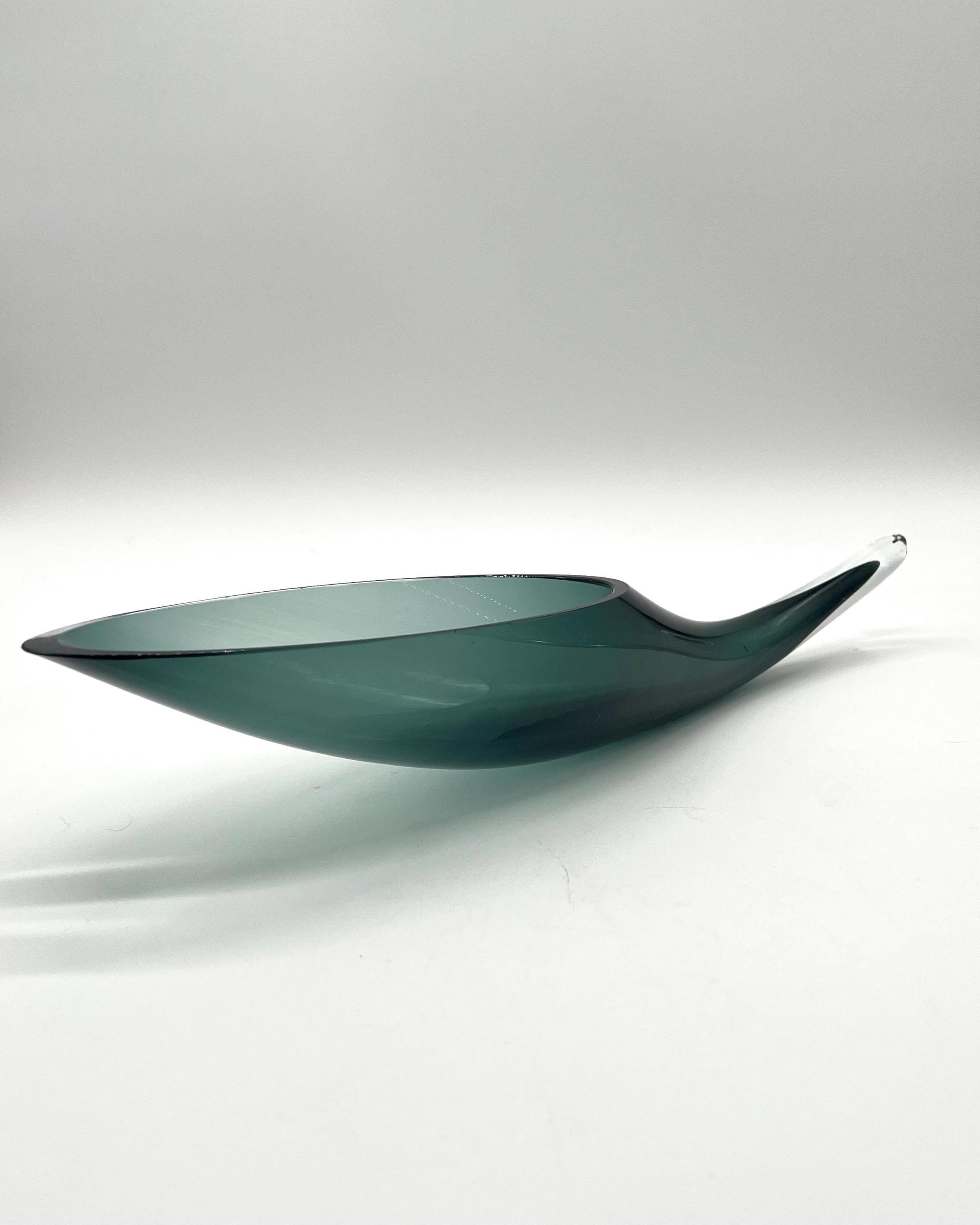 Blenko Glass Cased Charcoal Cornucopia Horn 964S 1950s Winslow