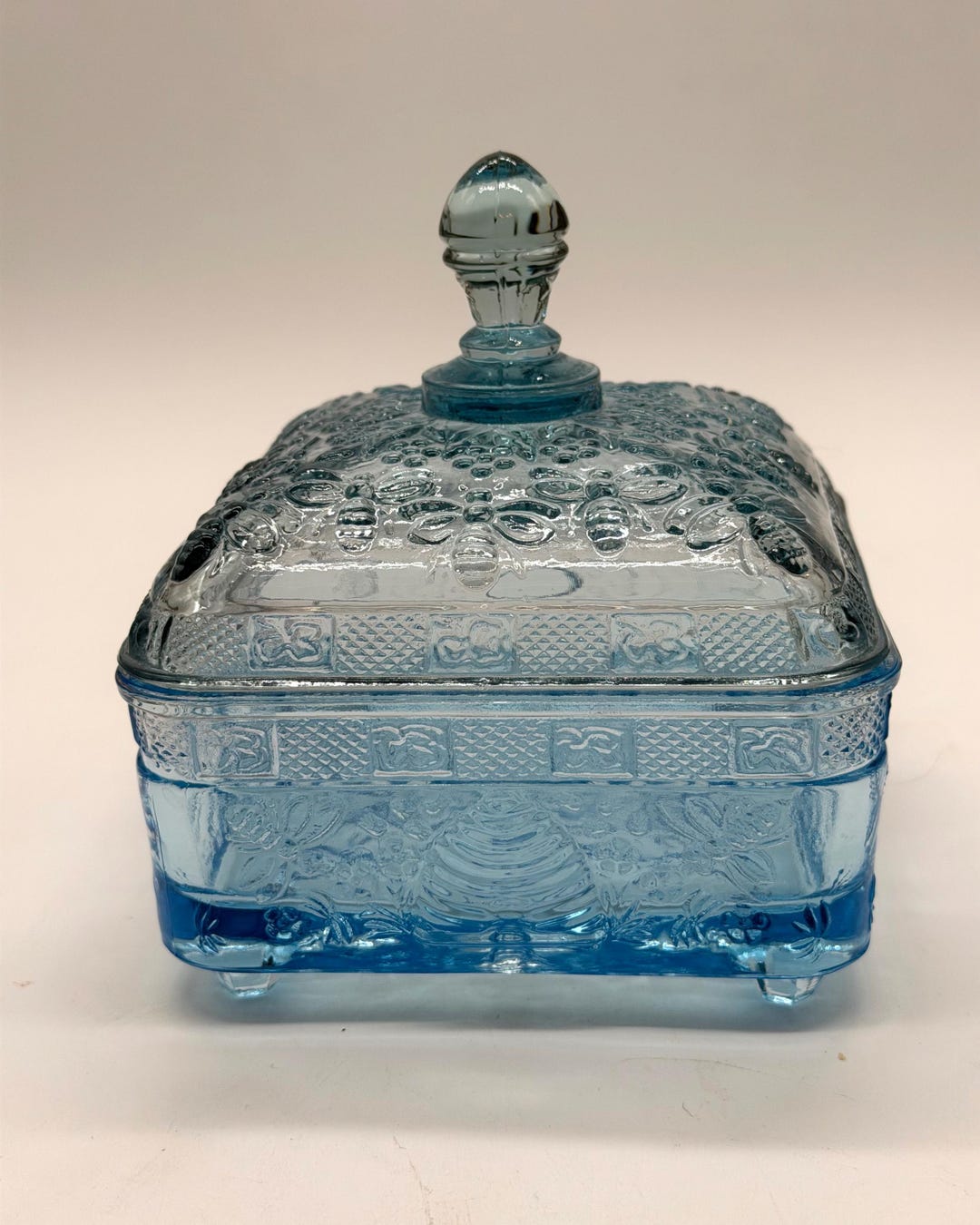 Tiara Boxes Tiara Exclusives Ice Blue Honey Box Indiana Glass - Etsy