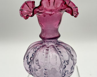 Fenton Mulberry Beaded Melon 6 in vase 1980s