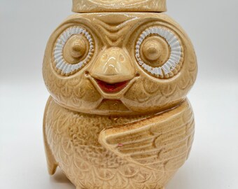 McCoy Owl Cookie Jar  Beige Speckled 204