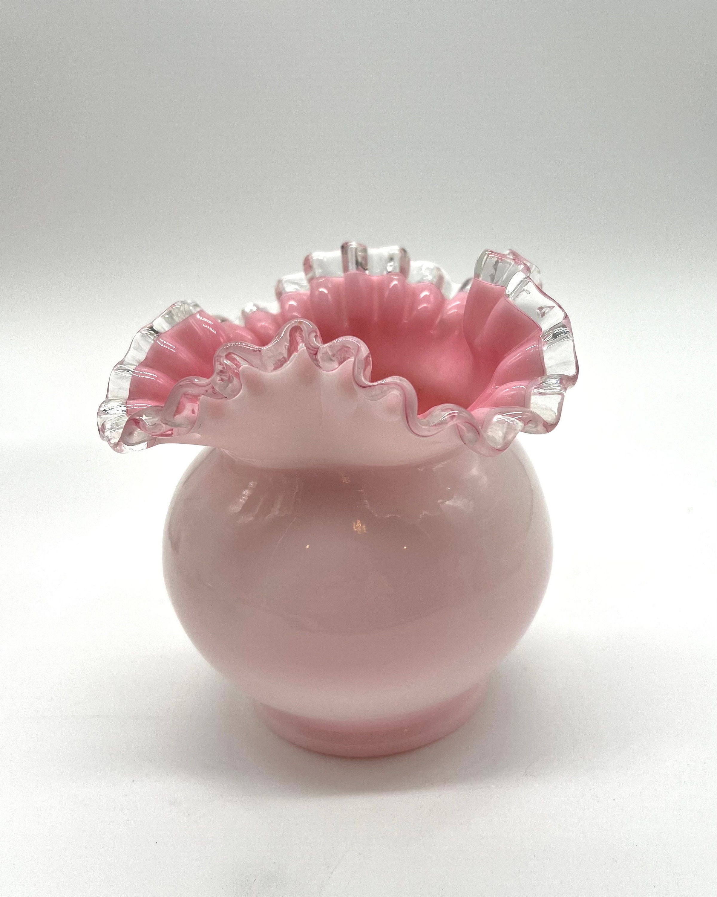 フェントン 花瓶 ヴィンテージ ① Fenton フェントン ヴァセリンガラス
