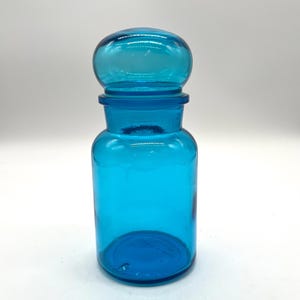 Vintage Belgian Blue Bubble Top 9 in Canister Apothecary Jar 1970s
