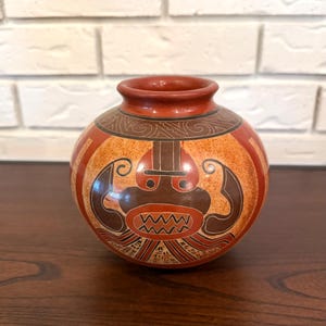 Mesoamerikanischen Russet Schwarz Honig Glasierte Vase Signiert Jose Reyes Martinez