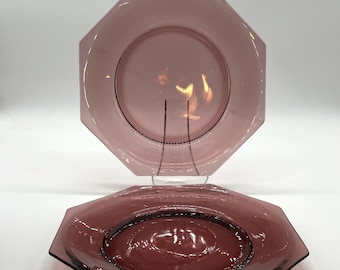 Hazel Atlas Moroccan Amethyst Smooth No Rim Dinner Plates 1940 Pair
