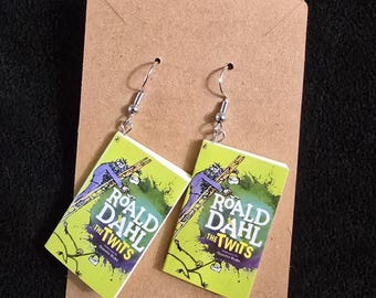 mini book earrings
