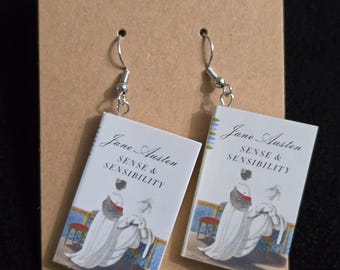 mini book earrings