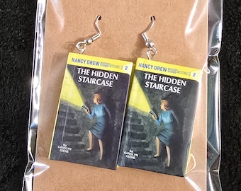 mini book earrings