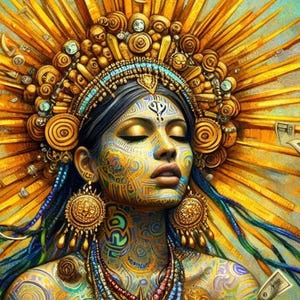 Lady Shaman Wall Art-Healing Energy Spiritual Decor,Visionary Psychedelic Poster