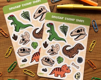 Lámina de vinilo con pegatinas de dinosaurios | Dibujos bonitos