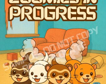 Zoomies in Fortschritt Frettchen Wand Kunst | Lustige Frettchen Printable | Chibi Frettchen Dekor | Frettchen Liebhaber Geschenk | Digitaler Download | Pass auf Deine Zehen auf