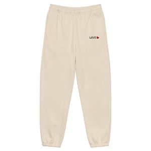 LOVE Heavyweight Sweatpants, black embroidered front panel design.