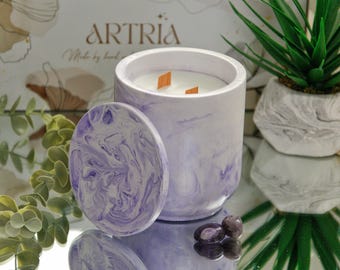 Elegant Concrete Soy Wax Candle - Unique Marble Effect, Perfect for Gifting & Home Decor