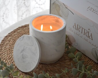 Large Concrete Vegan Soy Wax Candle, Marble Looking, Modern, Personalized Scented Candle, Housewarming Gift, Gift for Friend, Decoration