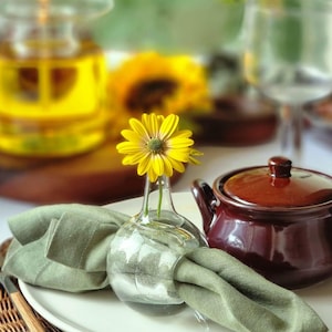 6 Stück handgefertigte Glas Serviettenringe, mundgeblasene Tischdekoration, modernes Wohnakzent, Esszimmergeschirr, elegantes Abendessen