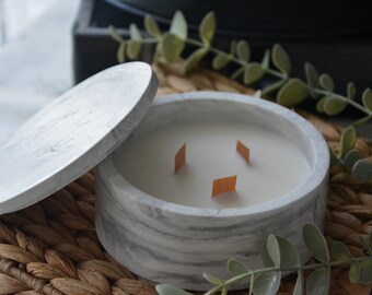 Gray Concrete Bowl Candle, Vegan Soy Wax, Marble Looking, Personalized Scented Candle, Housewarming Gift, Gift for Friend, Birthday Gift
