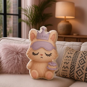 Glamu Plushie Pillow – Soft Girl Nap Queen Throw Pillow, Kawaii Baddie Room Decor, Plush Doll Aesthetic Gift | Free Shipping