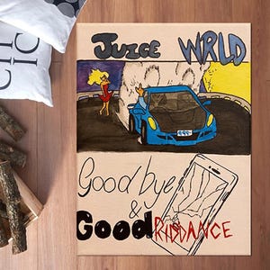 juice wrld album cover,Goodbye & Good Riddance Album Cover Poster rug, Juice World 999 rug, 999 Car Rug,Custom Rug,car shaped rug,custom rug