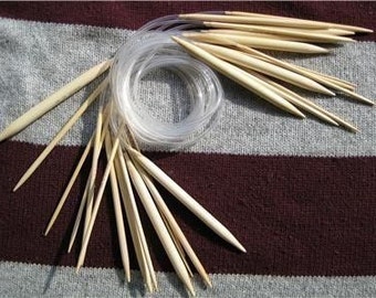 15 size bamboo circular knitting needles US 0-15 (total 15 pairs ) you can choose 16, 24, 29, 32, 36, 40, 47, 60inches from tip to tip