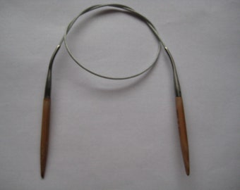 16 inch tip to tip bamboo circular knitting needle size US 1, 2, 3, 4, 5, 6, 7, 8, 9, 10, 10.5, 11, 13, 15 with durable thin metal cord