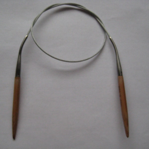 Bamboo circular knitting needle size US1, 2, 3, 4, 5, 6, 7, 8, 9, 10, 11, 13, 15 metal cord, length 12", 16", 20", 24", 29", 32", 40",  47"