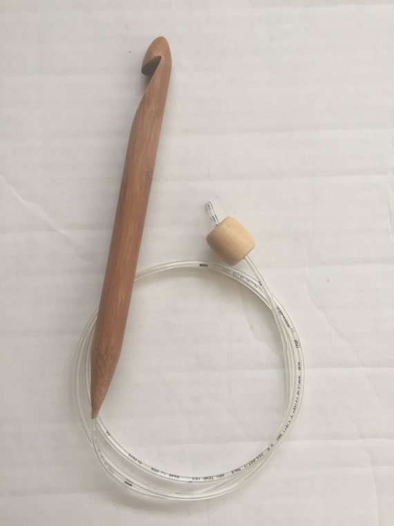 16, 24, 32, 40, 47, 60 inch Bamboo wood Flexible Tunisian Afghan crochet hook w/ extension tubing SIZE US F G US7 H I J K  L M N P Q R S T U