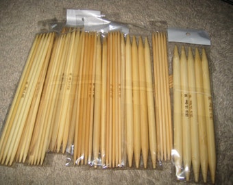 Double pointed Knitting Needles bamboo DPN 5" (11 sizes), 6", 7" , 8" or 10" Complete set (total 15 sizes from size 0 to 15)