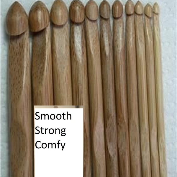 Individual size Bamboo Crochet Hook ( 6" Regular or 7" for big hands) US sizes C D E F G US7 H I J K 7.0mm L M N P Extremely nice or tin box