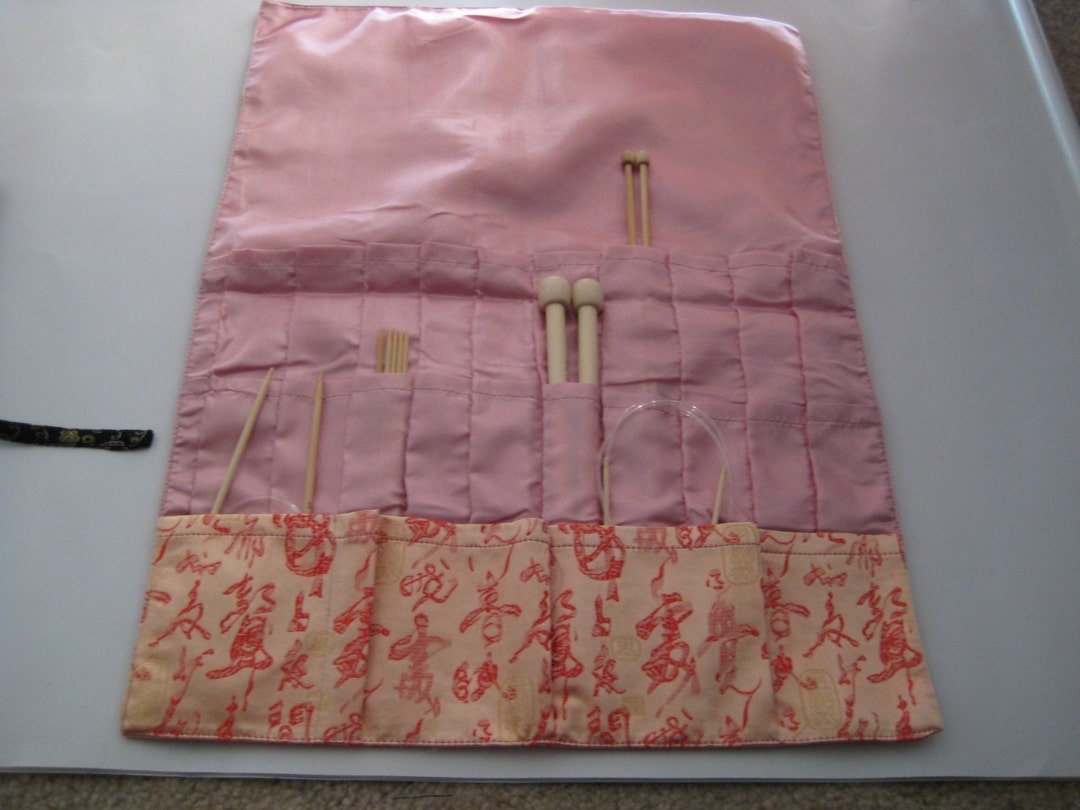 Big Knitting Needle Roll CASE three Layers or Small Crochet Hook, Short