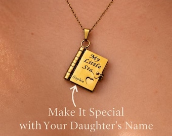 To My Daughter Book Locket Necklace, Personalized Pendant with Love Message, Meaningful Gift for Daughter