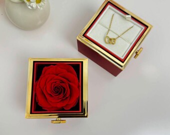 Rose Eterne Con Ciondolo Pietra Di Nascita – Rosa Vera Conservata In Scatola Regalo Con Cassetto, Gioielli In Argento 925, Idea Regalo Per San Valentino, Compleanno, Anniversario