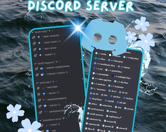 Blau ästhetisches Discord Template <3 | blau, ästhetisch, niedlich, minimal, Farbrollen | sofort download!