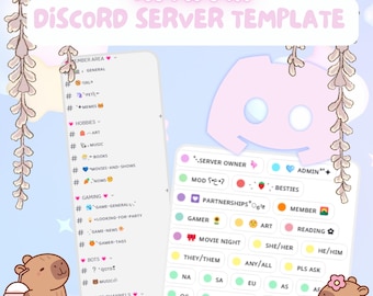 ¡Plantilla de servidor de discord con estética kawaii! <3 / acogedor, estético, lindo, kawaii / ¡descarga instantánea!