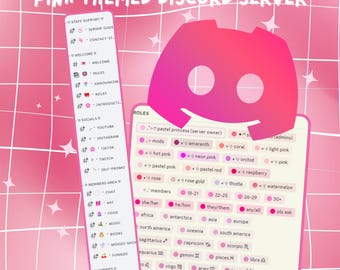 cute pink aesthetic discord server template <3 | sparkles, aesthetic, cute, pink, colour roles | instant download!