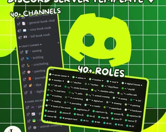 Modèle de serveur de discorde esthétique Book Nook ! <3 | cosy, esthétique, livres, travaux manuels, loisirs, thème vert | téléchargement instantané !