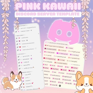 Pinkes kawaii ästhetisches Discord Template <3 | funkelt, ästhetisch, niedlich, rosa, farbrollen | sofort download!