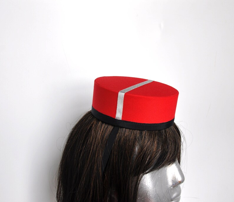 Pillbox Hat in Red Classic Bellhop or Usher or Cigarette Etsy