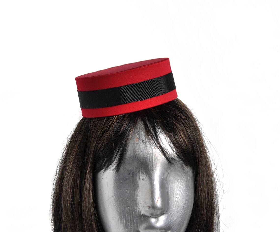 Pillbox Hat in Red Classic Cigarette Girl or Usher or Bellhop With Your