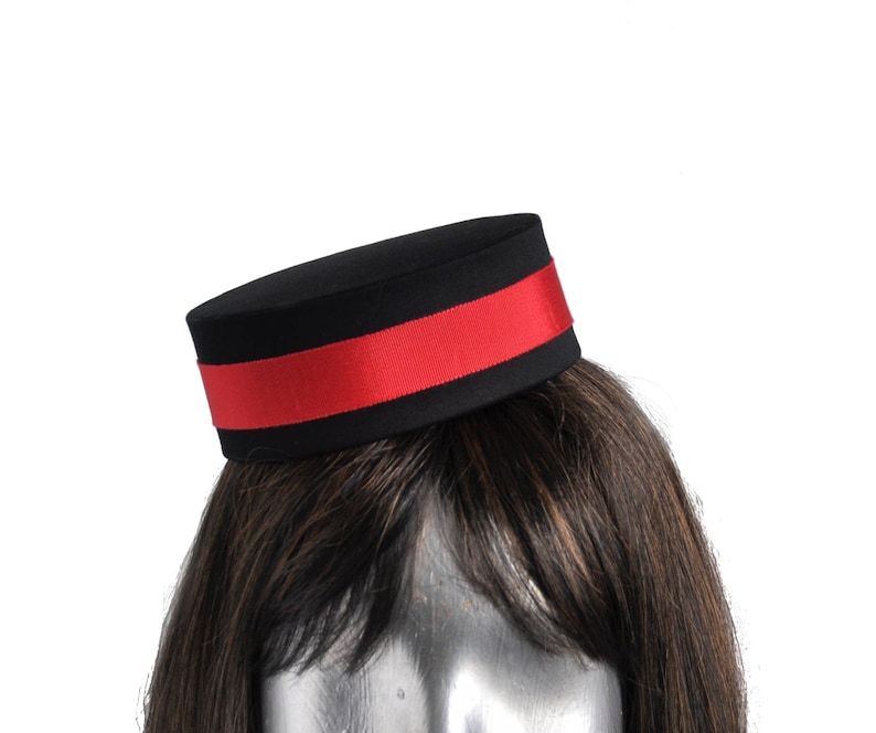 Pillbox Hat in Black Classic Cigarette Girl Costume Usher or Bellhop