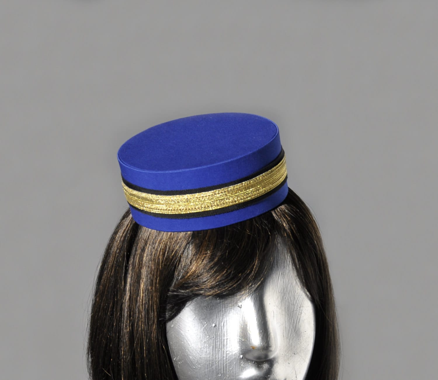 Pillbox Hat in Blue Classic Usher Bellhop or Cigarette Girl Costume Etsy