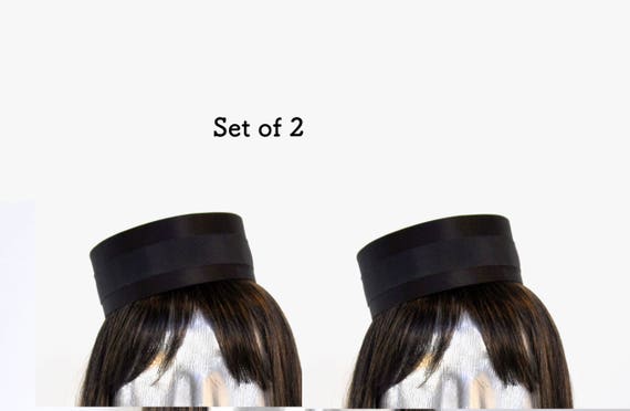 Set of 2 Pillbox Hat in Black Classic 