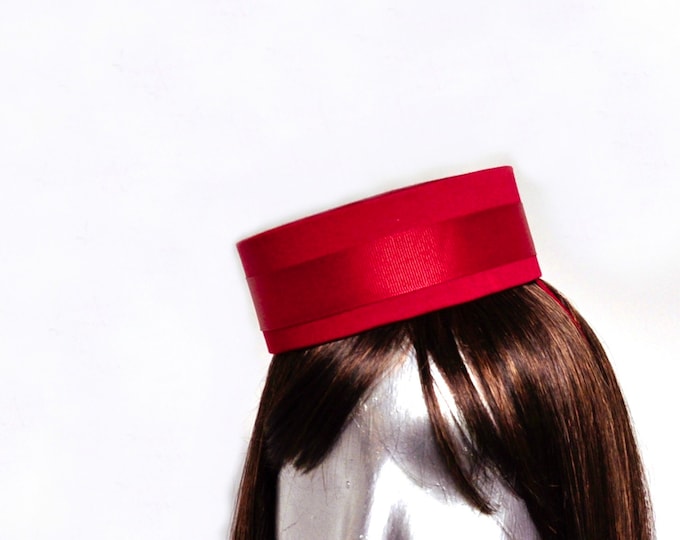 Pillbox Hat in Red Classic Cigarette Girl or Usher or Bellhop With Your